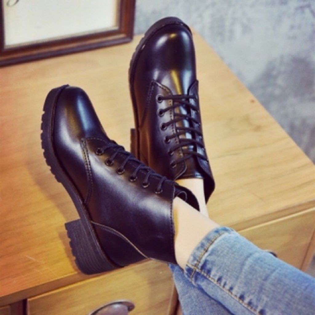 FREE SHIP - Bốt Nữ / Giày Boots Nữ Da Mềm Buộc Dây Cổ Ngắn Hàng Loại Đẹp - Ảnh Chụp Thật