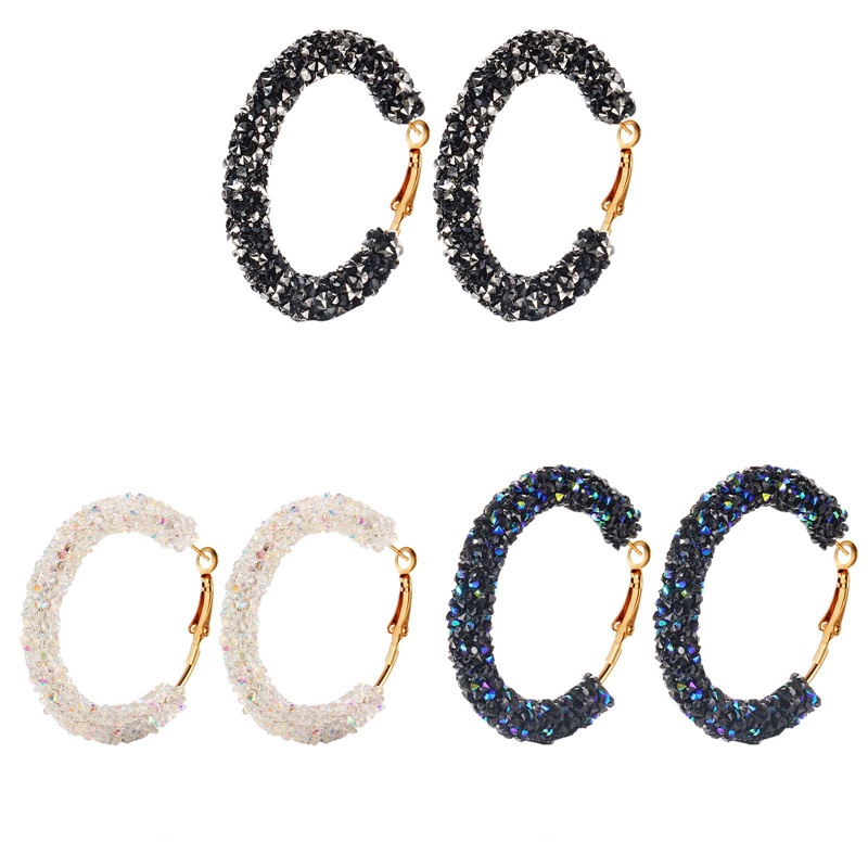 Đôi Khuyên Tai Tròn Đính Đá Thời Trang Cho Nữ