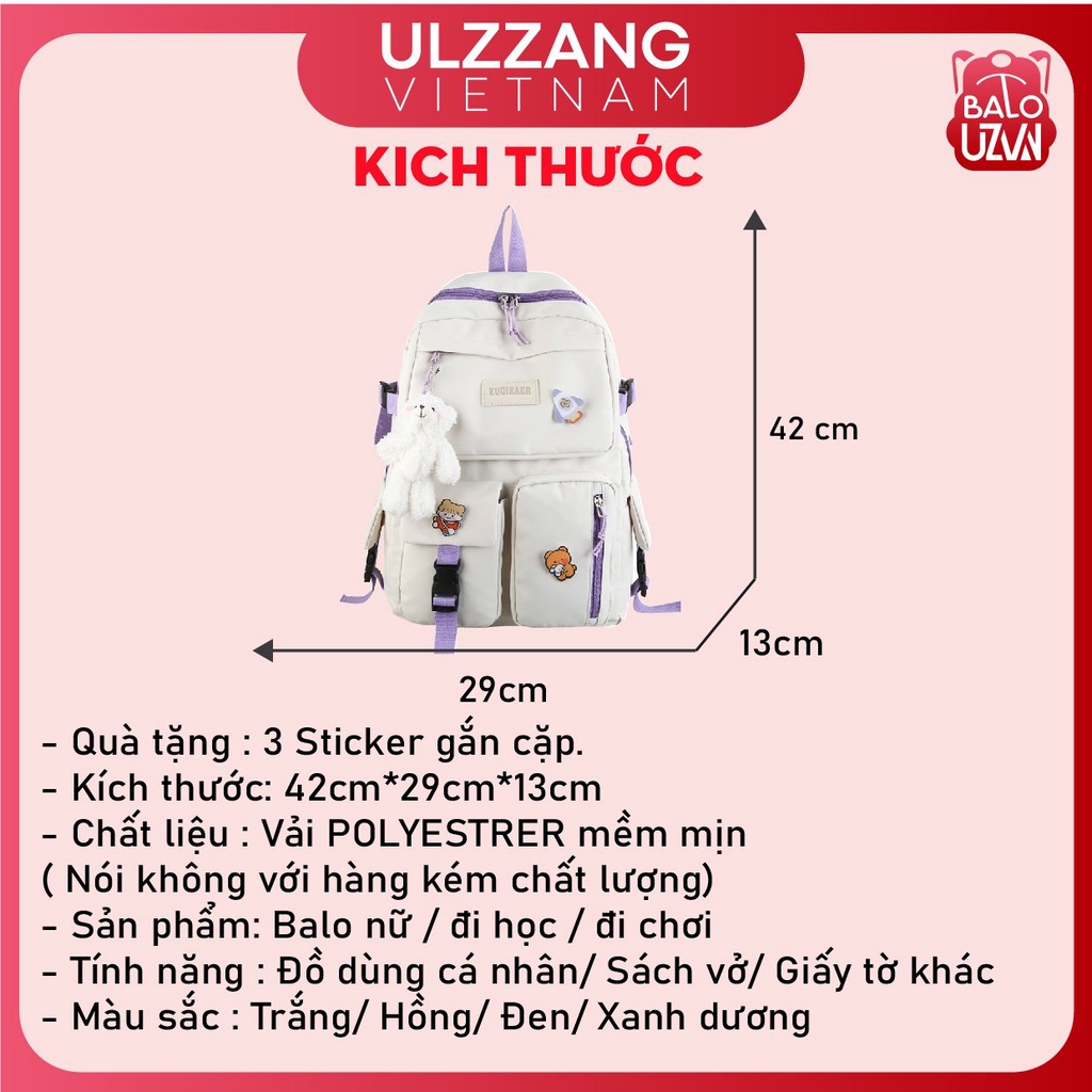 Balo nữ đi học dễ thương làm cặp sách, túi xách thời trang Ulzzang Hàn Quốc