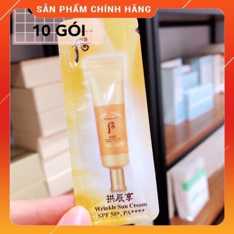 Combo 10 kem chống nắng Whoo Jin Hae Yoon Wrinkle Sun Cream SPF50+ PA++++, kem chống nắng chống nhăn Whoo vàng