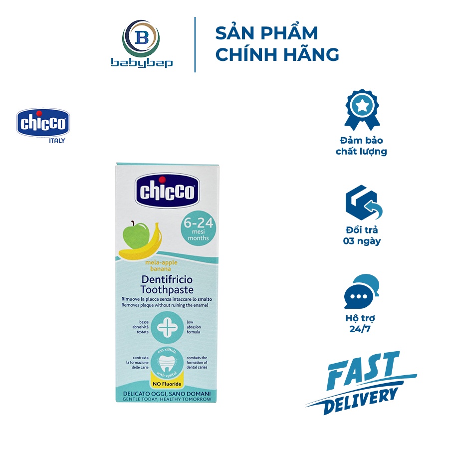 Kem Đánh Răng Hương Chuối – Táo Chicco 6M+ Nhẹ Nhàng Làm Sạch Và Loại Bỏ Mảng Bám Thức Ăn