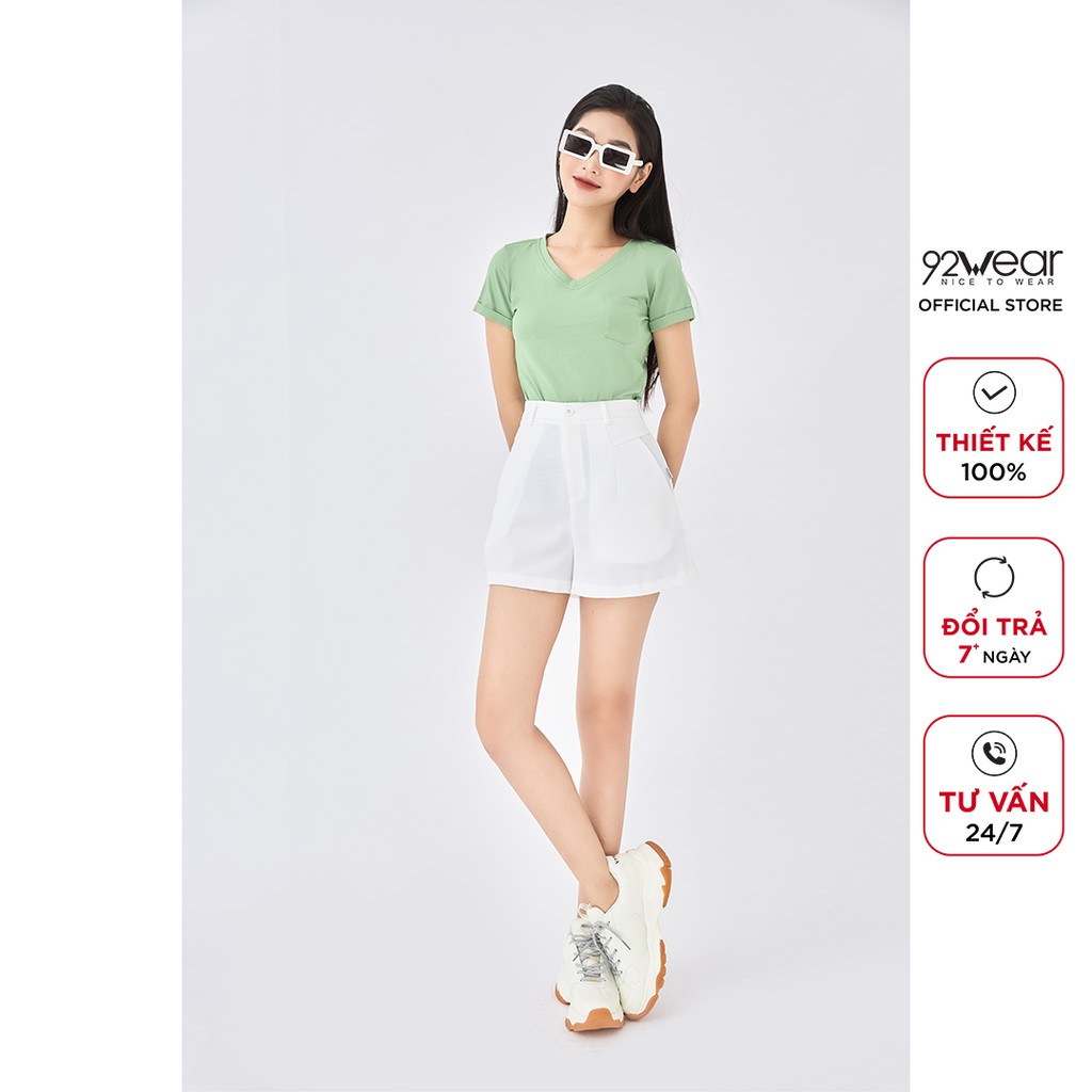 Quần short nữ 92WEAR sooc ngắn ống rộng thoải mái SVA1456