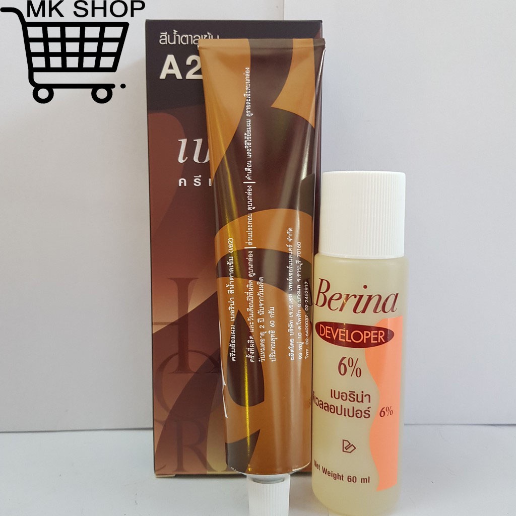 Thuốc Nhuộm Tóc Đen, Nâu Berina A1,A2 Thái Lan 60ml - phủ bạc