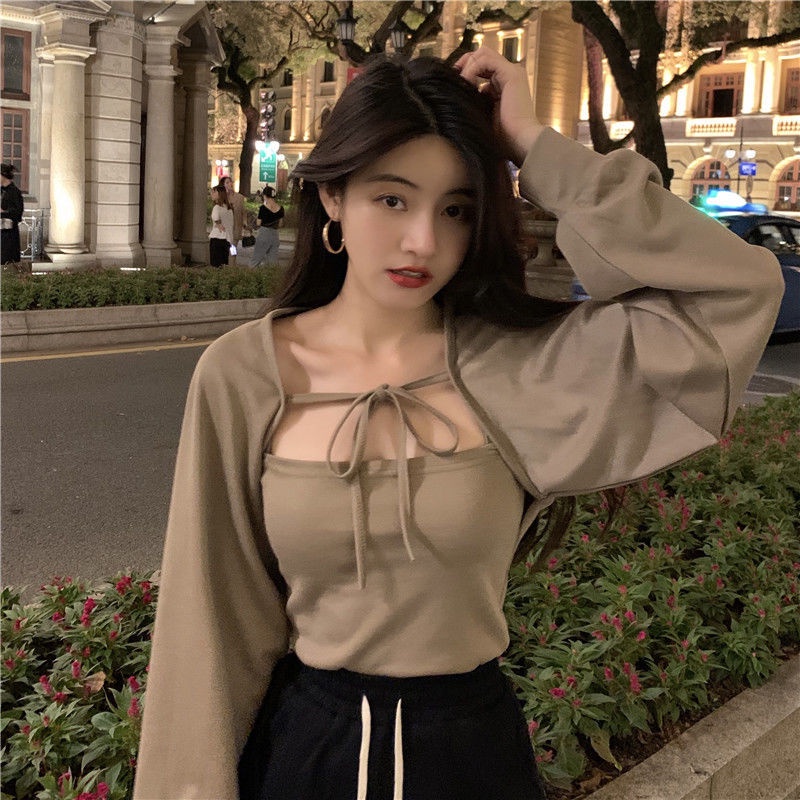 Áo Cardigan Hai Dây Buộc Dây Họa Tiết Sọc Caro Thời Trang 2022 Mới