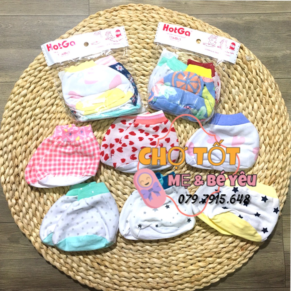 Set 3 Đôi Bao Chân Cho Bé Sơ Sinh Hotga (sơ sinh-6 tháng vải cotton bo thun )