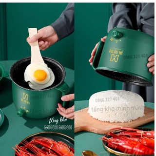Nồi Nấu Mì,Nồi Lẩu Mini Đa Năng 2 tầng Hàn Quốc- Vân Đá Siêu Chống Dính Kèm Hấp