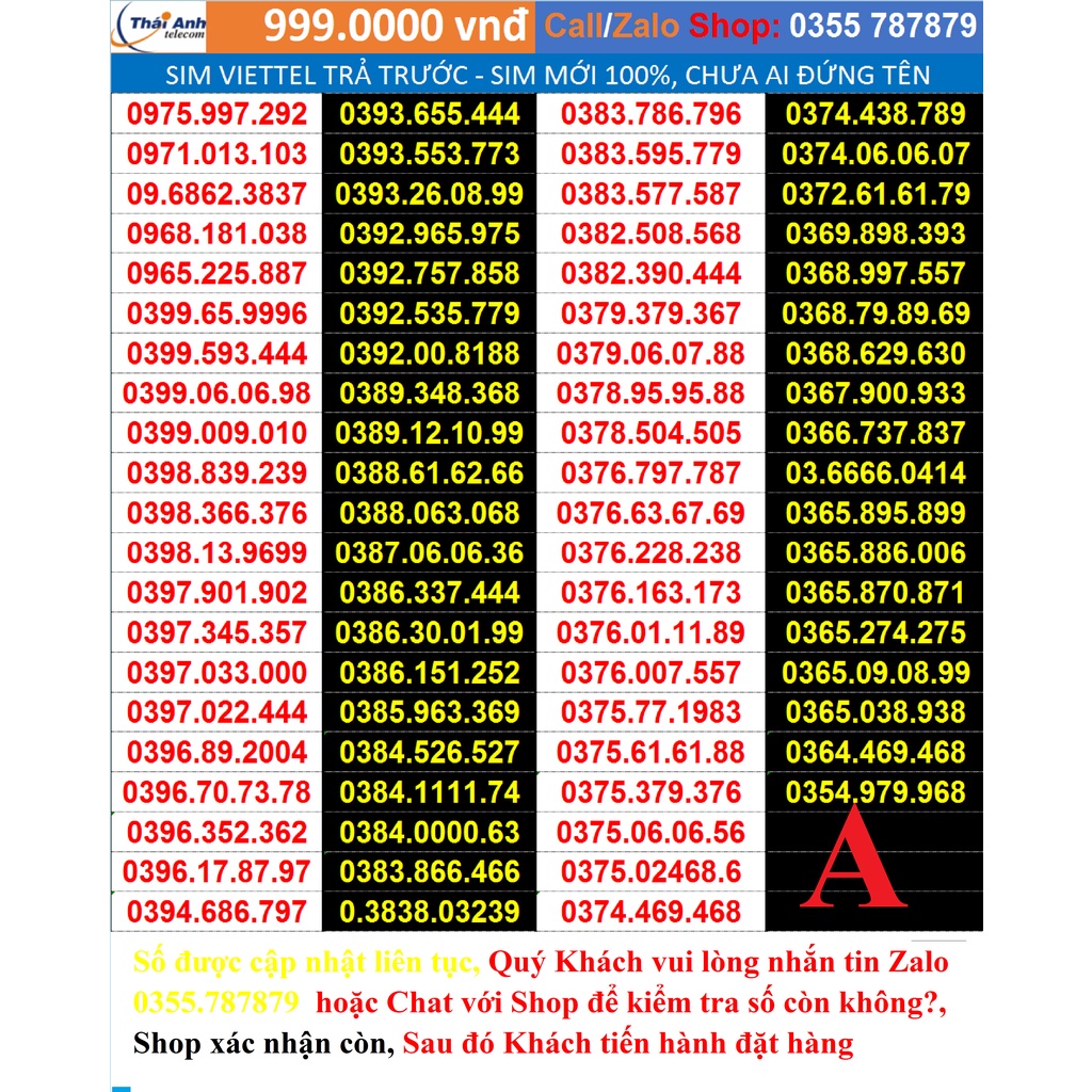 Viettel 09 đẹp - Chọn số - Sim Trả TRước, 4G, nghe gọi, Toàn quốc, Sim có những gói cước 4g hấp dẫn