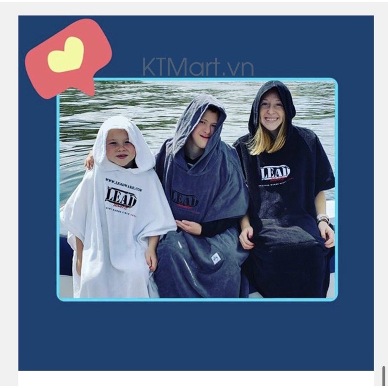 Áo choàng tắm Lead Wake Towel Hoodie White size S/M - L/XL