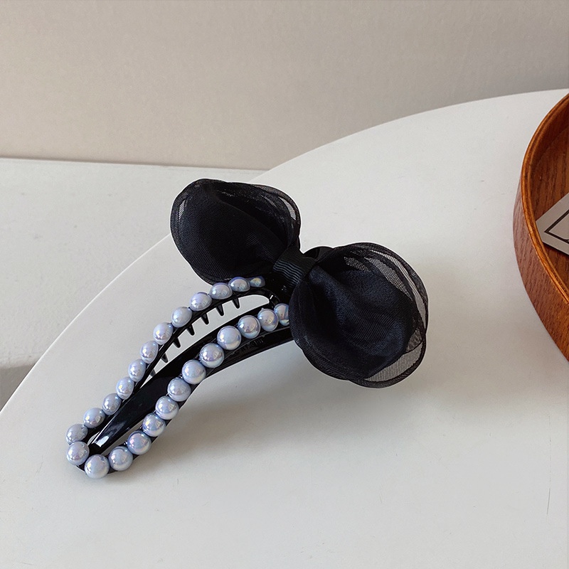 Kẹp tóc nơ ngọc trai nhân tạo TÍM STORE phụ kiện búi tóc phong cách hàn quốc