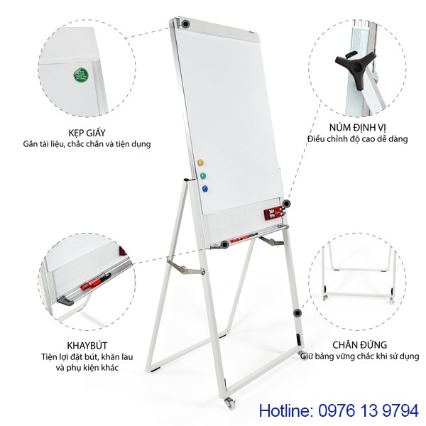 Bảng Flipchart kẹp giấy - KT mặt Bảng 600x1000mm VIETBOARD