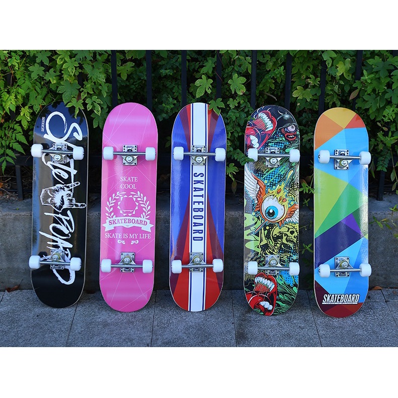 Ván trượt thể thao Skateboard in hình nhám giành cho người lớn trẻ em gỗ phong ép 80cm