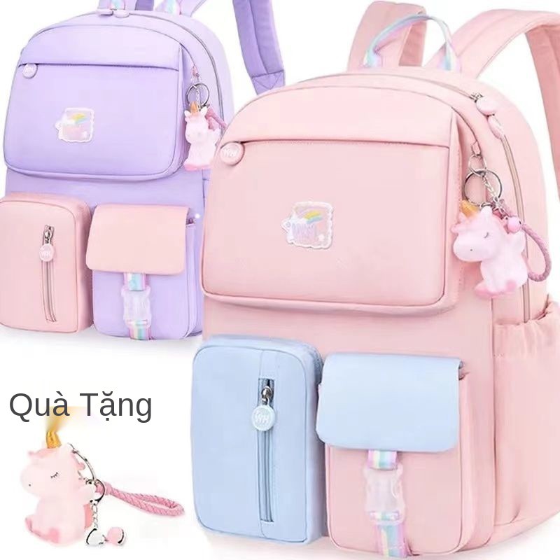 2021 cặp đi học mới, nữ sinh, bé gái, một, hai, ba, bốn, năm, lớp sáu, ba lô giảm gánh nặng cho trẻ em lớp sáu không thấ