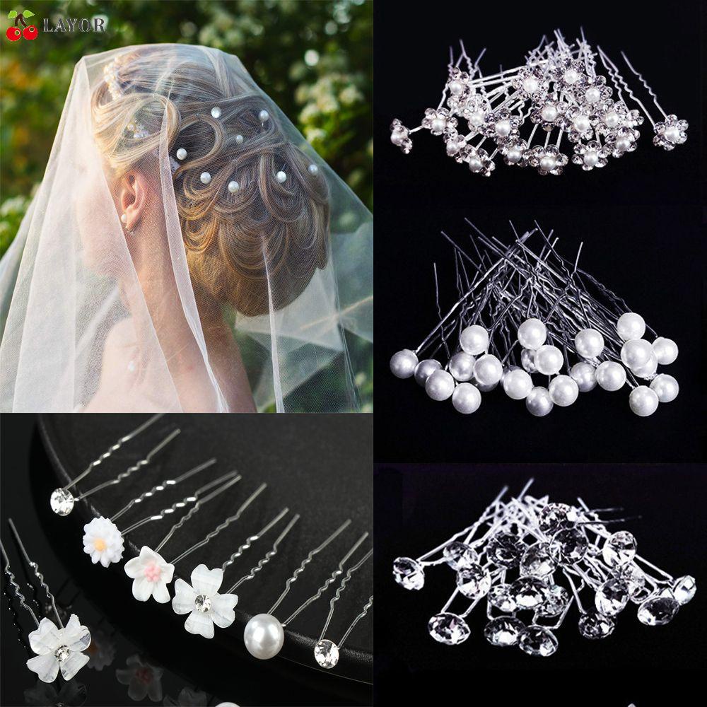 Set 20 kẹp tóc hình chữ u đính pha lê thời trang trang trí tóc cô dâu