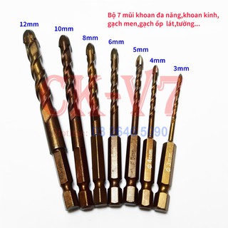 Mũi khoan, Bộ 7 Mũi Khoan Đa Năng, Khoan Tường, Đá Hoa, Gạch Men...