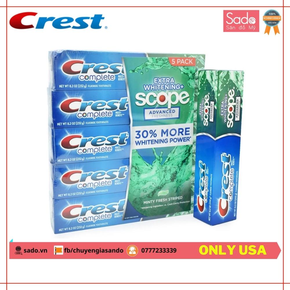 kem đánh răng Crest Complete Extra Whitening + Scope Advanced Toothpaste 8.2oz (232g), 5-pack