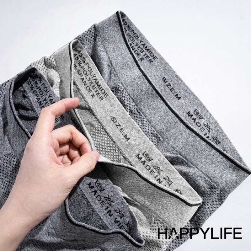 Quần sịp nam boxer dệt kim không đường may  Happylife cao cấp, khả năng thấm hút mồ hôi cao, 100% cotton mềm mịn