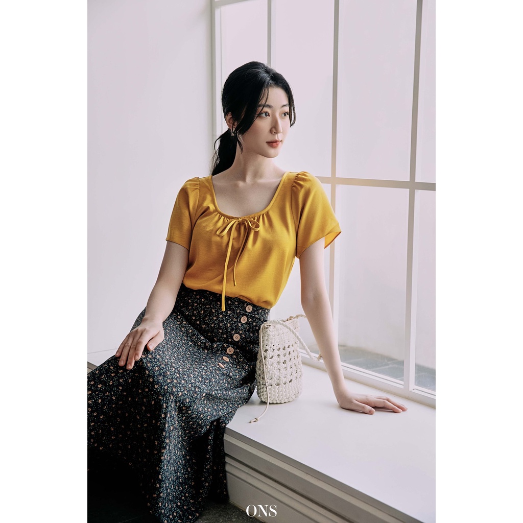 Oyster and Snail - Chân váy Elenor khuy trước giả khóa sau một lớp - 0160