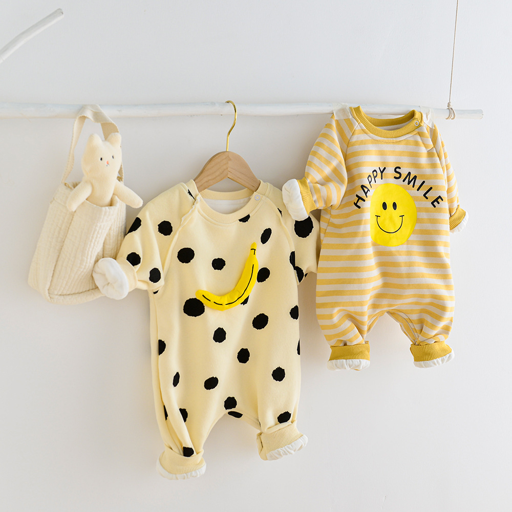 Áo Liền Quần Tay Dài Hoạ Tiết Kẻ Sọc Xinh Xắn Cho Trẻ Sơ Sinh