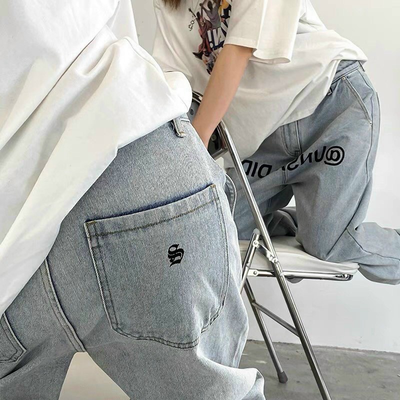 quần baggy jeans ống rộng thêu @UNS