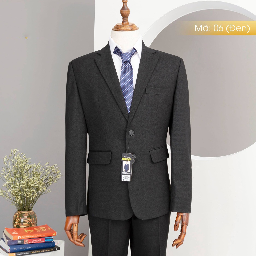 Bộ Vest Nam Trung Niên Chuẩn Form Đứng Dáng Ống Rộng 19-23 cm