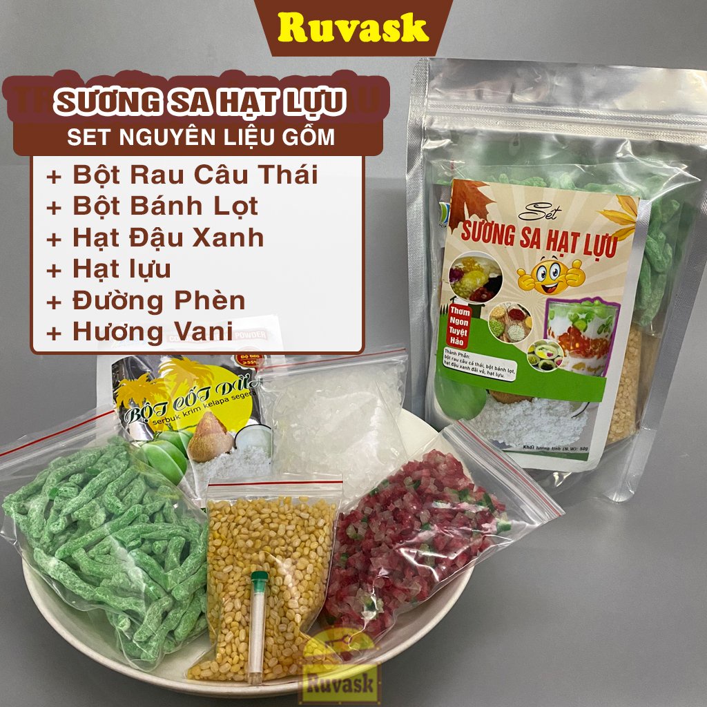 Set Chè Dưỡng Nhan Tuyết Yến Chè Khúc Bạch, Chè Bưởi, Sâm Bổ Lượng Sương Sa Sương Sáo - Set Nguyên Liệu Đồ Ăn Vặt Ruvask