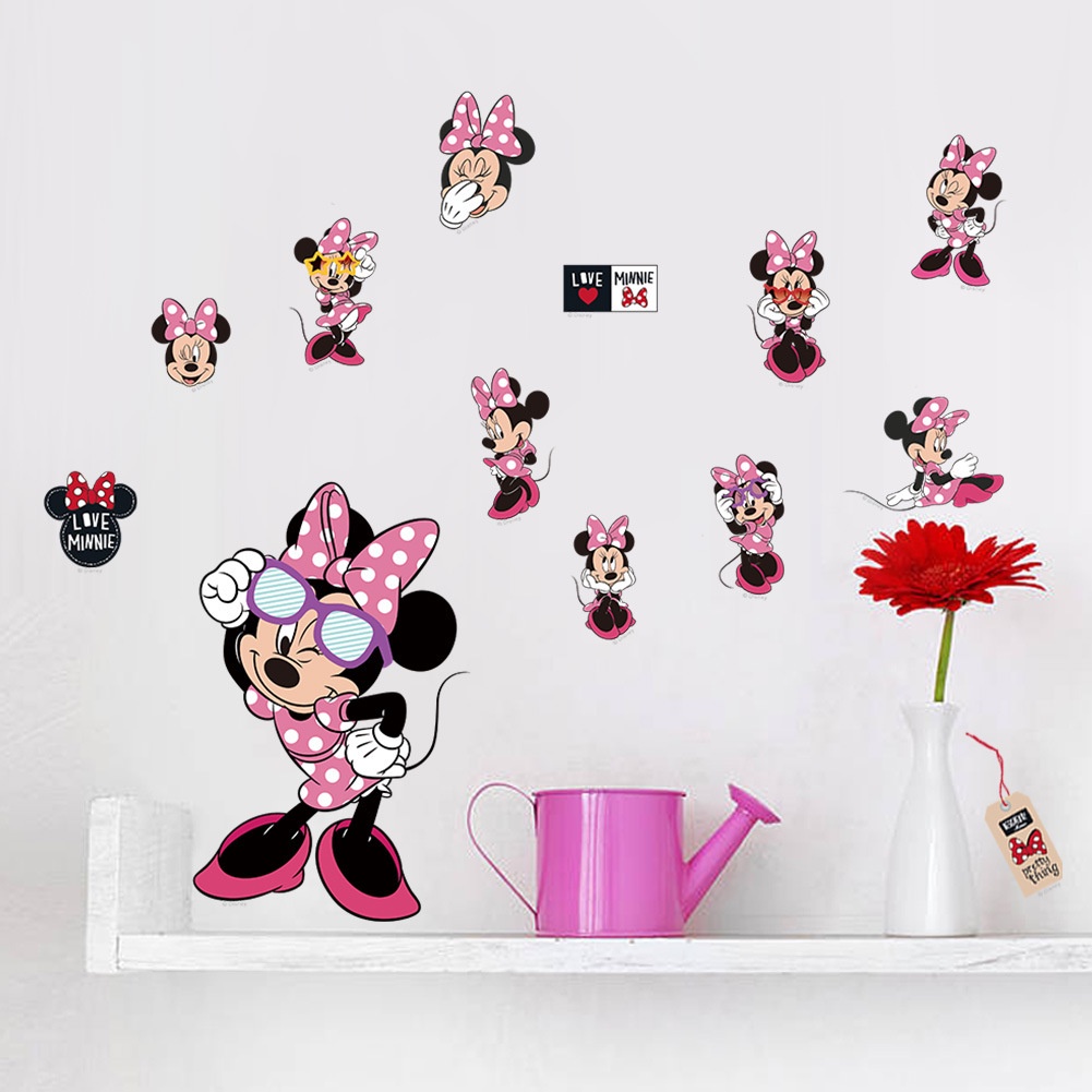 Hàng Mới Về Mới Áo Thun#Sticker Dán Tường Họa Tiết Chuột Mickey Minnie Zy1490 9 / 1L Trang Trí Phòng Ngủ Cho Bé