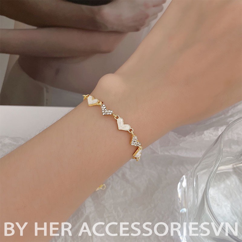 Vòng Tay Lắc Tay Tình Bạn Dây Rút Rải Trái Tim Hàn Quốc her.accessories T10