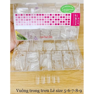 Móng úp vuông lẻ size 56789 trong và đục hộp 500 móng