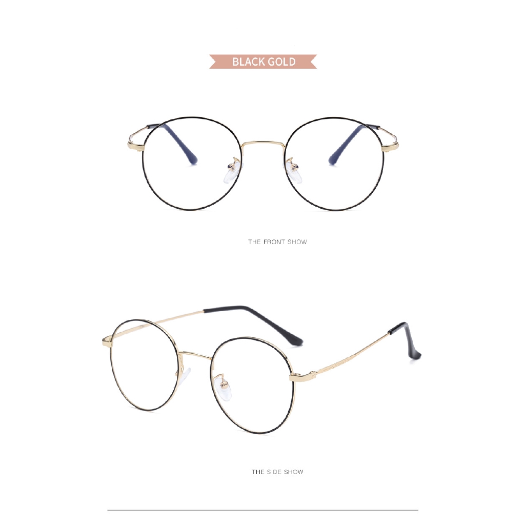Kính cận gọng tròn bằng kim loại siêu nhẹ phong cách cổ điển | BigBuy360 - bigbuy360.vn