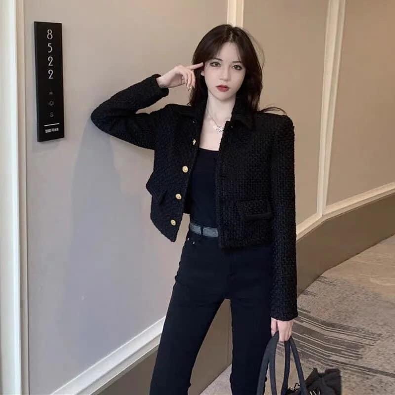 Áo Dạ Tweed nữ Siêu Xinh, Áo Khoác Ngoài Phong Cách Hàn Quốc