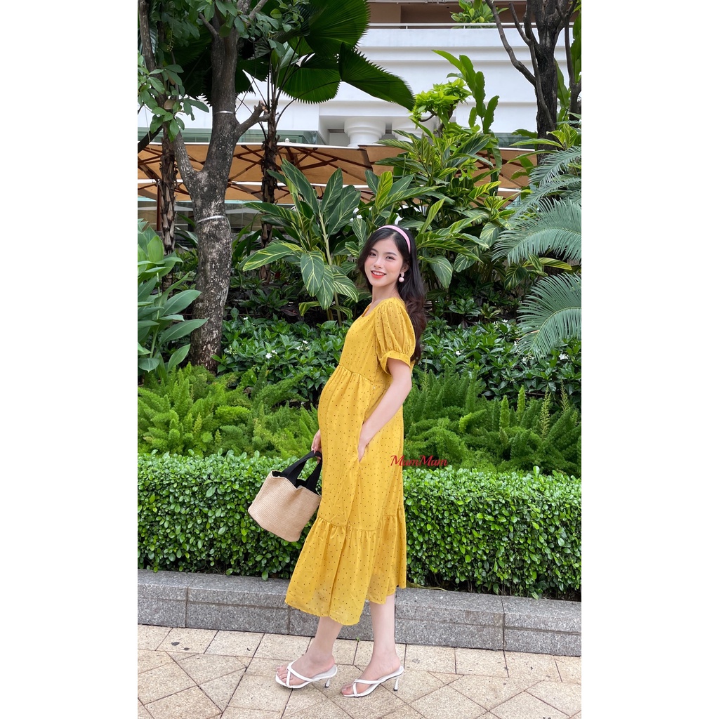 Đầm maxi voan bi nơ sau tiêu thư