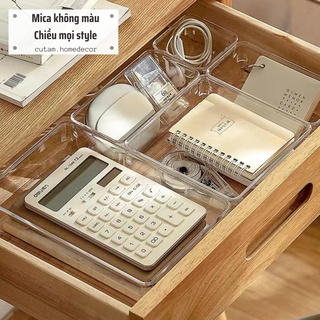 Bộ Khay Chia Ngăn Kéo Tủ Nhiều Size, Khay mica đựng đồ dùng chia ngăn trong suốt tiện dụng - cutam.homedecor