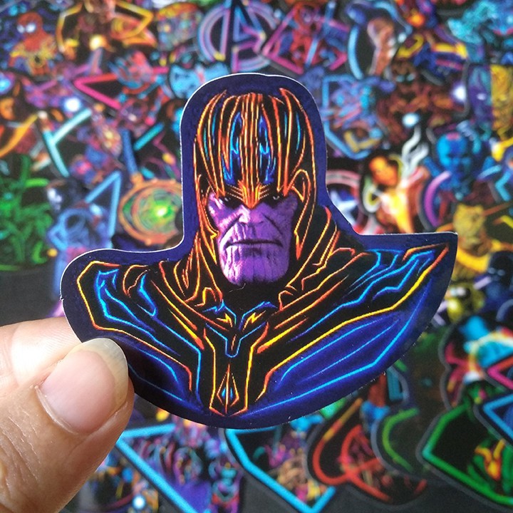 Bộ Sticker dán cao cấp chủ đề AVENGERS PHONG CÁCH ĐÈN NEON - Dùng dán Xe, dán mũ bảo hiểm, dán Laptop... -Hàng nhập khẩu