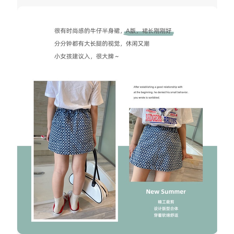 Hàng Mới Về Đầm Denim Chữ A Dáng Ngắn In Họa Tiết Thời Trang Mùa Hè Xinh Xắn Cho Bé Gái T5