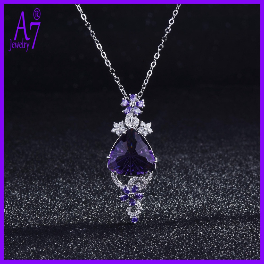 Dây chuyền mặt đá thạch anh tím nhân tạo sang trọng thời trang