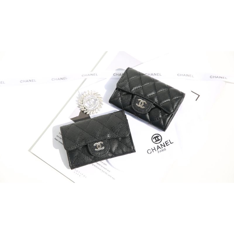 Ví nữ ngắn C.N mini da thật tag bạc (da sần&amp;da lì) fullbox