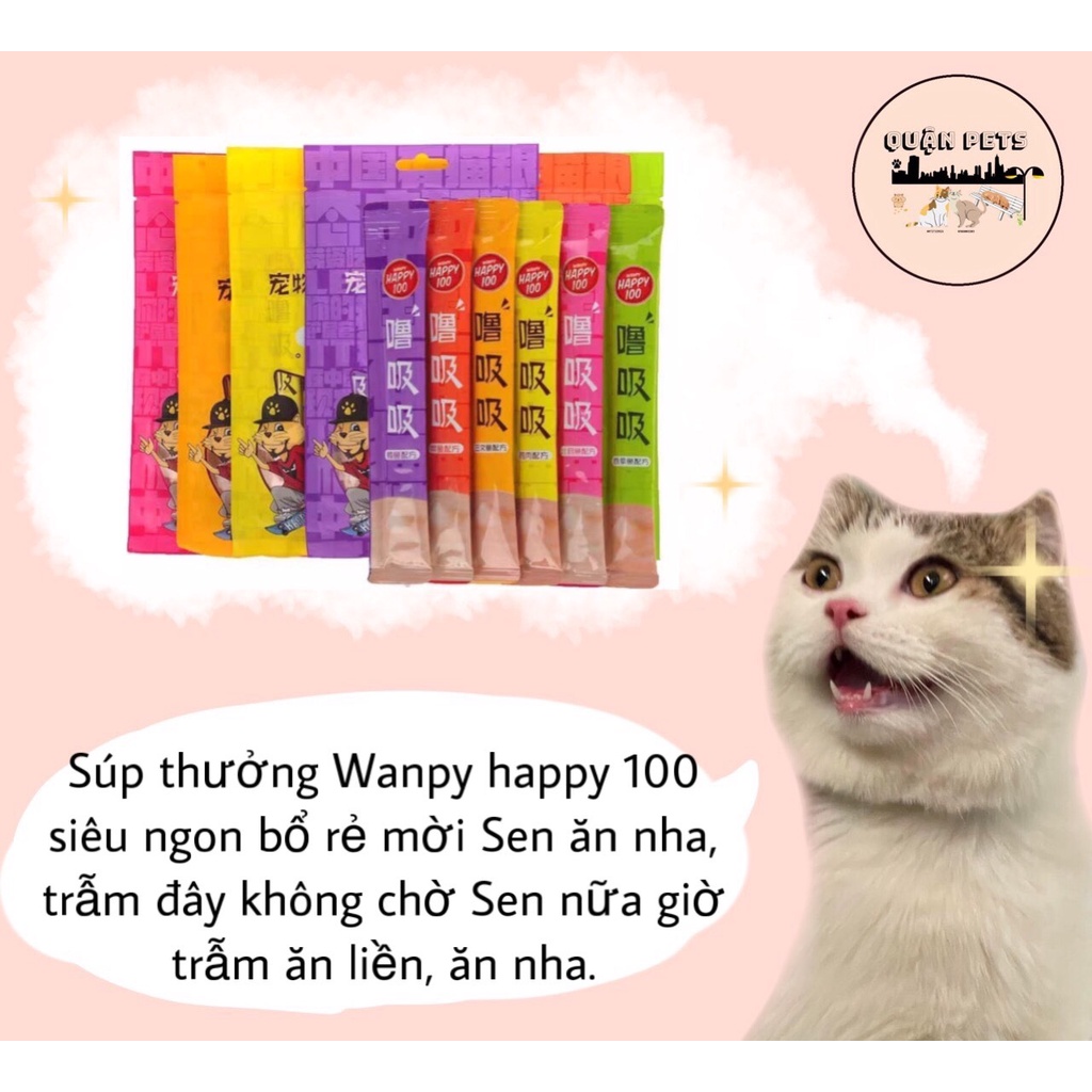Súp thưởng Wanpy Happy 100 gói 5 thanh - 6 vị siêu ngon