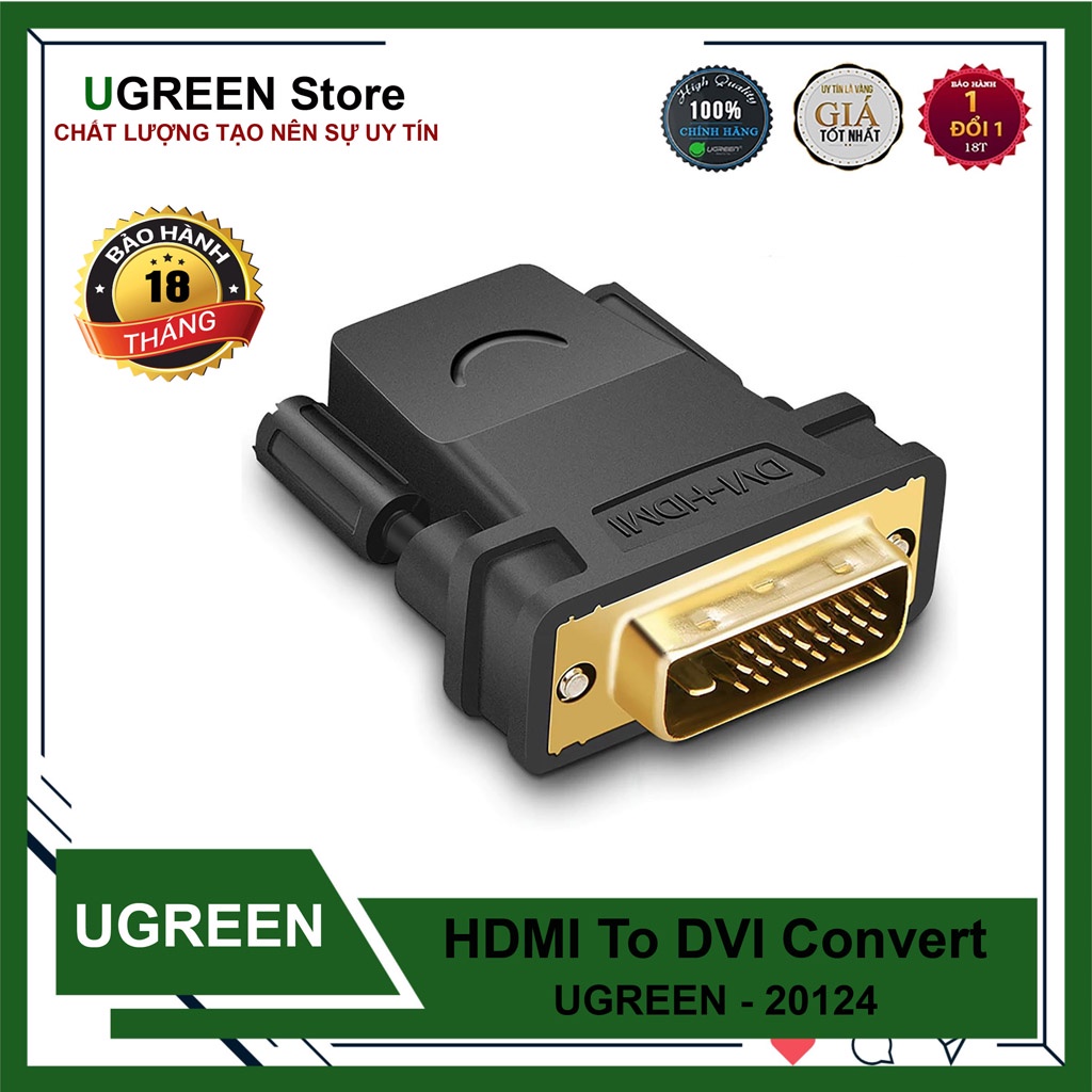 Đầu chuyển đổi DVI 24+1 to HDMI chính hãng Ugreen 20124