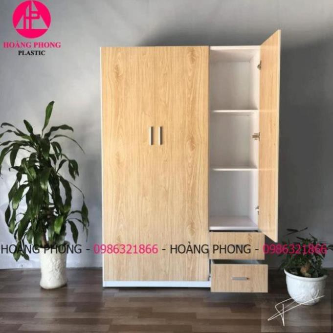 ( HÀNG CAO CẤP ) Tủ quần áo 3 cánh nhựa đài loan vân gỗ ngang 1m22 cao 1m85 miễn phí giao hàng | BigBuy360 - bigbuy360.vn