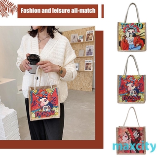 Túi xách nữ vải canvas cỡ lớn in họa tiết hoạt hình