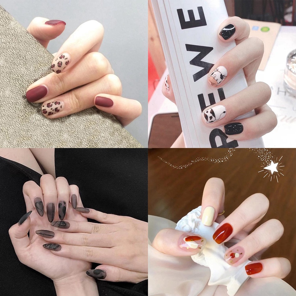 Bộ 24 Móng Tay Giả Đầu Tròn Cho Nữ