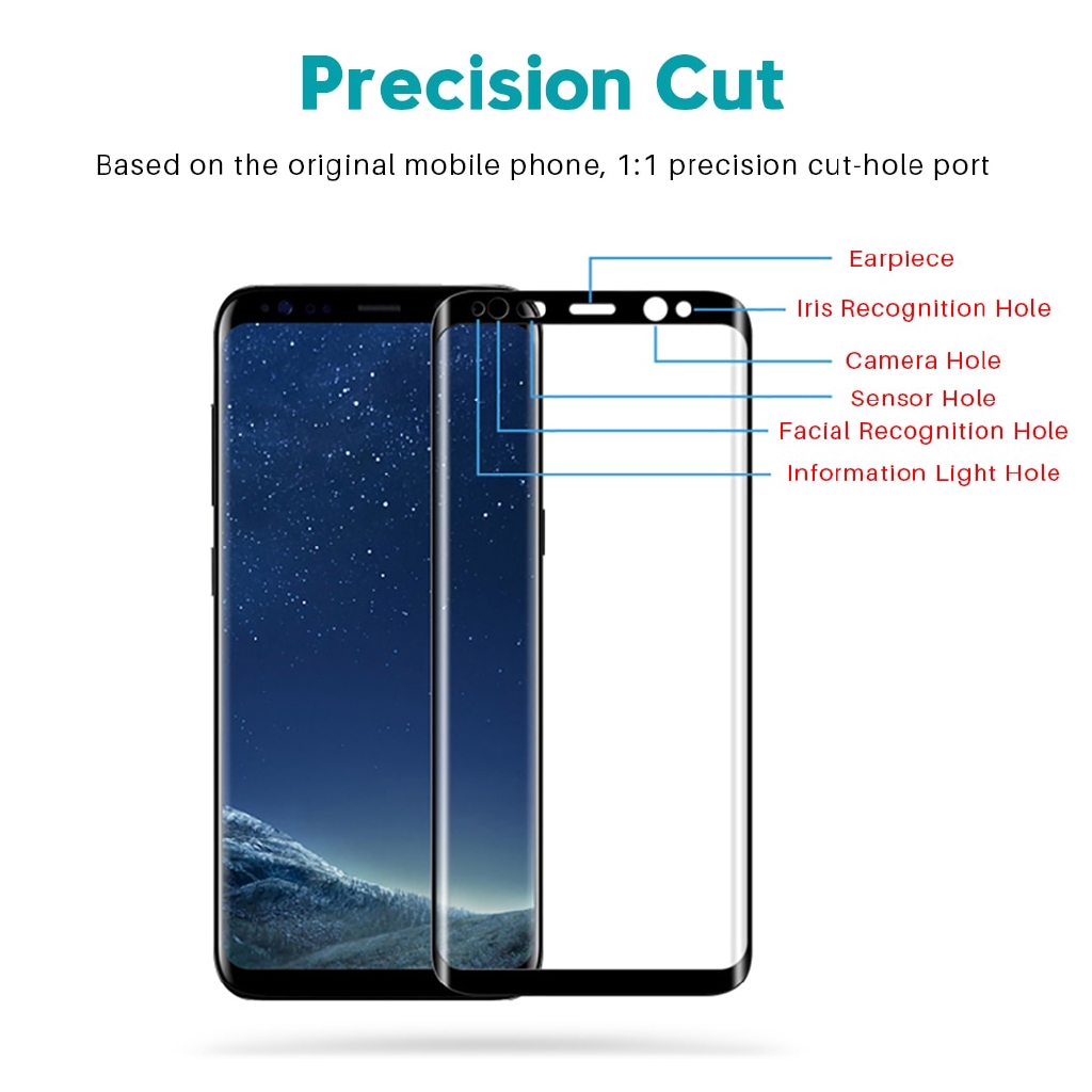 Kính Cường Lực Toàn Màn Hình Viền Cong Cho Samsung Galaxy Note 8 9 S9 S8 Plus S7 Edge