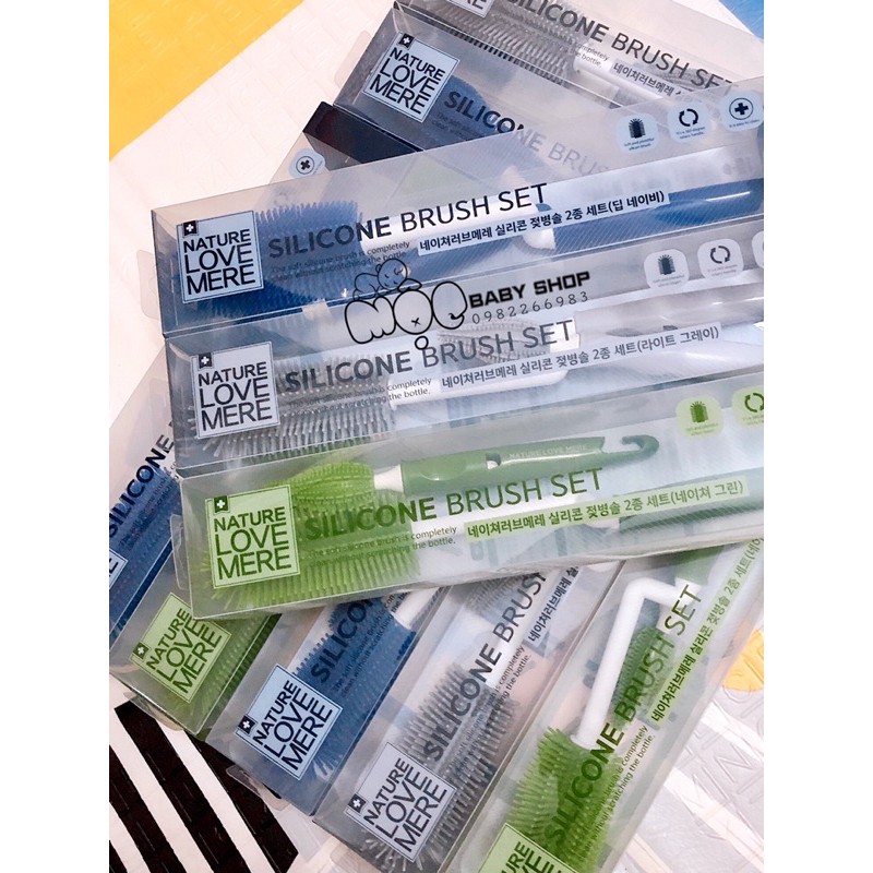[CHÍNH HÃNG] Set 2 cọ rửa bình &amp; núm Silicon cao cấp NATURE LOVE MERE0