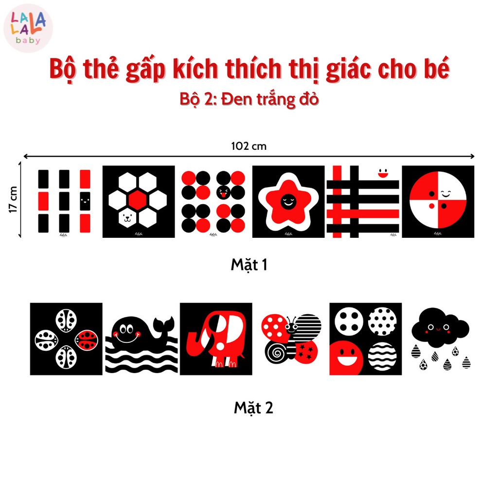 Bộ thẻ gấp KÍCH THÍCH THỊ GIÁC Lalala Baby phát triển đa giác quan cho bé từ 0 - 12 tháng - Hobi Store