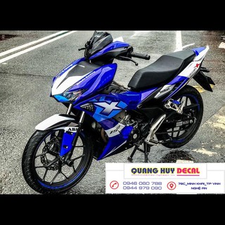 Tem trùm xe Winner X xanh bạc, độ thiết kế team dán phủ decal xe máy giá rẻ đẹp