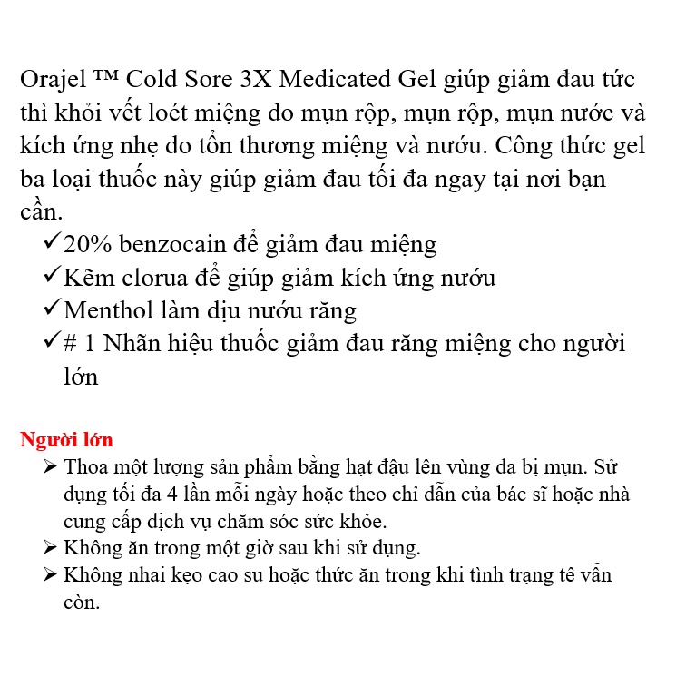 [DATE 2/2023] Orajel 3X Medicated For All Mouth Sores Gel 11,9G