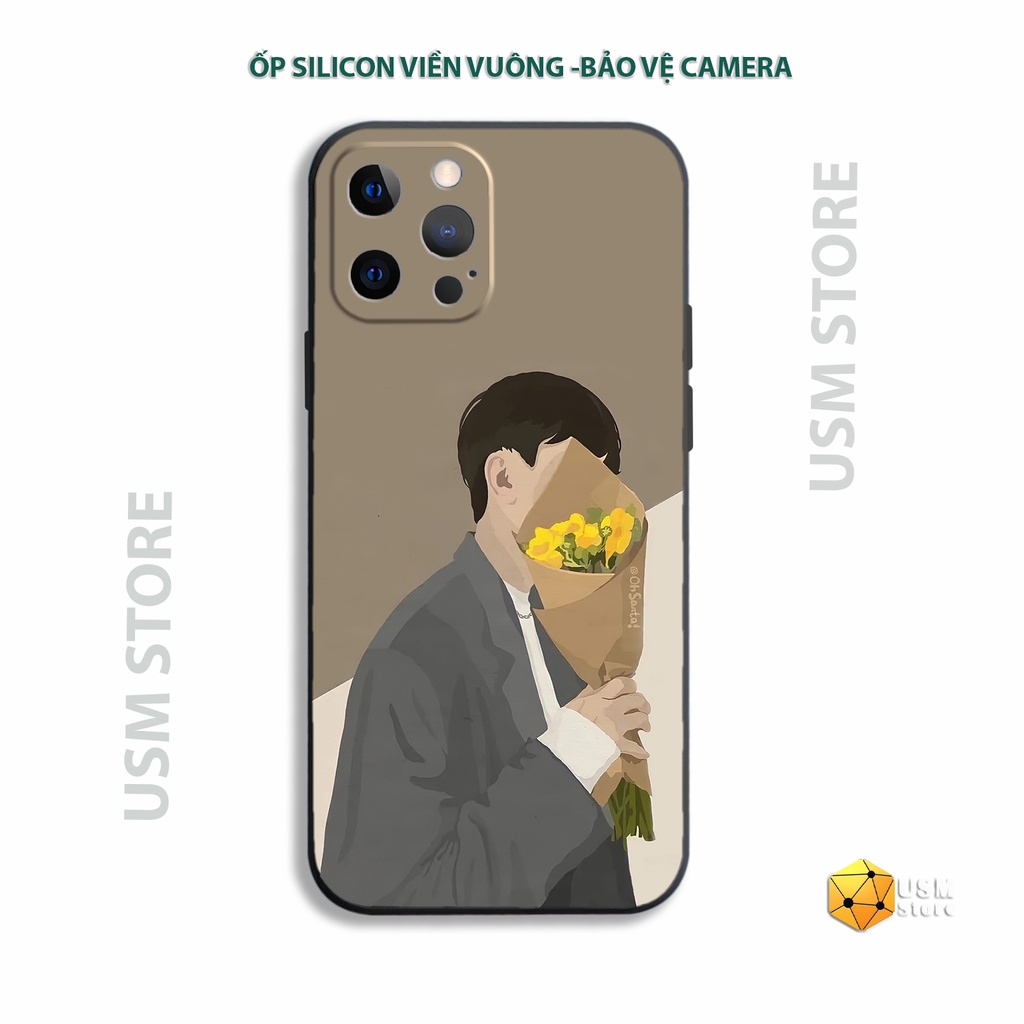 Ốp lưng iphone 11/11Pro/11Promax/12/12mini/12Pro/12Promax/13/13Mini/13Pro/13Promax viền vuông bảo vệ camera, cặp đôi nâu