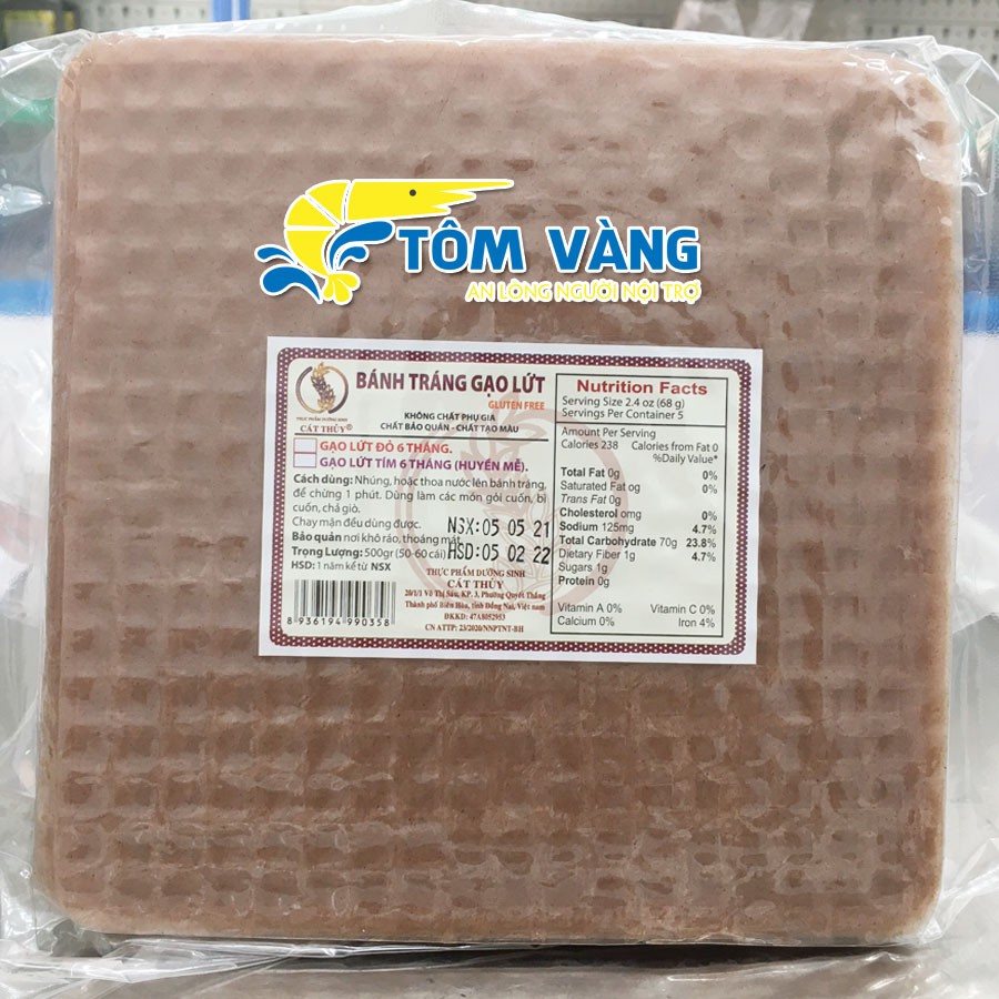 Bánh Tráng Gạo Lứt Cát Thủy- Gói 500g - Tôm Vàng