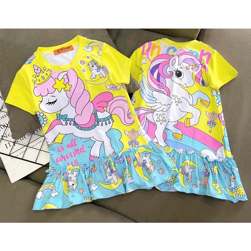 12-22kg | Đầm bé gái ráp lai bèo thun lạnh loại 1, màu cực xinh