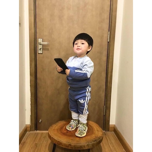 Bộ das phối màu chất nỉ cá chéo cho bé trai bé gái xuất dư xịn